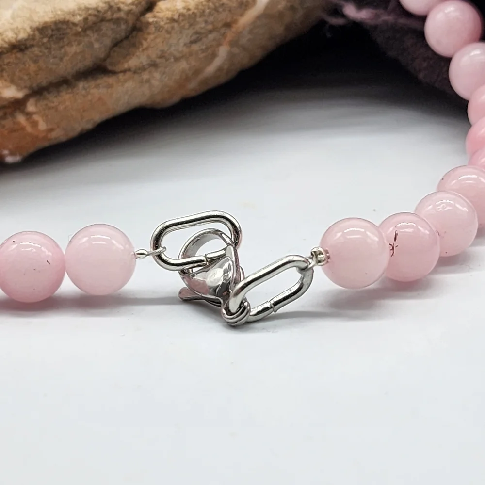 Roses Quartz Genuine Necklace 925 Sterling Silver Rose Pendant Unique Design